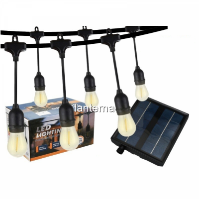 Ghirlanda Luminoasa 5m 10 Becuri LED E27 Lumina Calda Incarcare Solara 18D056 XXM