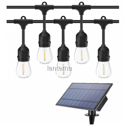 Instalatie LED Solara Ghirlanda 30m 30 Becuri Vintage Alb Cald 220V TO GS30M30B