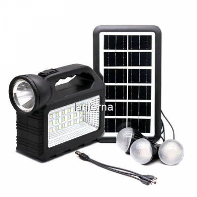 Kit cu Panou Solar Lanterna LED 3 Becuri LED 6V 80W GdTimes GD101