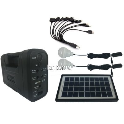 Kit cu Panou Solar, USB si Becuri LED, 6V 4Ah GD8017A