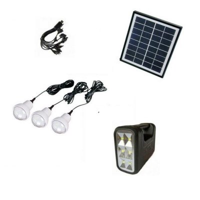 Kit cu Panou Solar, USB si Becuri LED, 6V 4Ah GD8017B