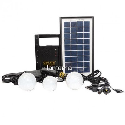 Kit Panou Solar, USB, Radio, Mufe GSM, Becuri LED, 6V4Ah GD8066