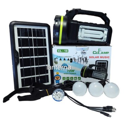 Kit Solar cu BT, Radio si Lanterna 10W 3+1 Becuri Acumulator CL18