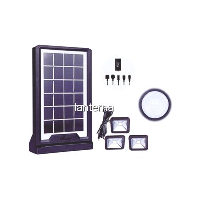 Kit Solar cu Lanterna LED, 3 Becuri si Slot USB GSM CL06A