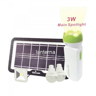 Kit Solar cu Lanterna LED 3W, 3 Becuri si Slot USB GSM CL036