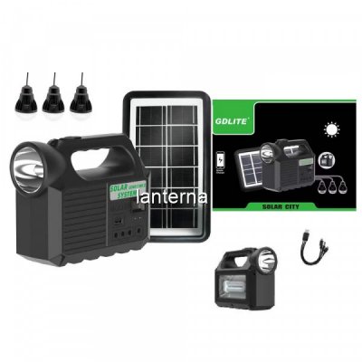 Kit Solar Lanterna, BT, USB, Radio, 3xBec, 6V 4Ah GDLite GD8017Music