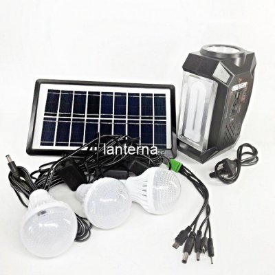 Kit Solar Lanterna LED, Lampa U, Radio FM, SD, USB MP3, 4V4Ah GD8057