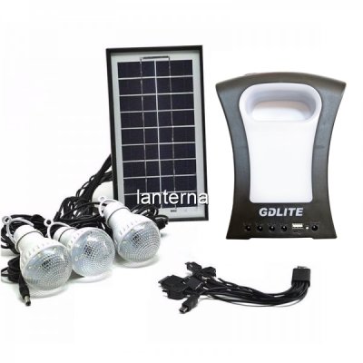 Kit Solar Lanterna LED, USB, 3 Becuri, 6V GDLite GD77