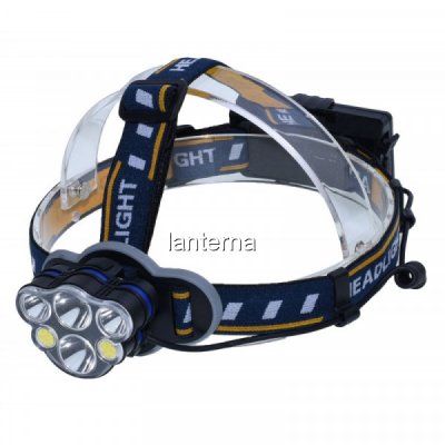 Lanterna Frontala 6 LED Alb Rosu Acumulatori 2x18650 USB 19B015 XXM