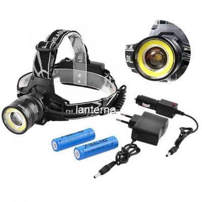 Lanterna Frontala LED+COB 3W, Zoom, 2x18650, 12V, 220V BLC861T6