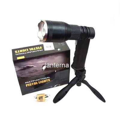 Lanterna LED Pistol XML-T6 30W Zoom, Acumulator, Trepied, USB MH535