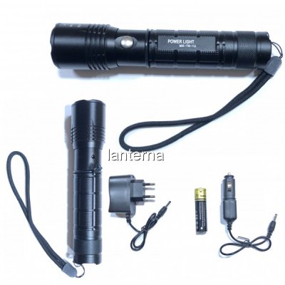 Lanterna Metalica LED 3W cu Zoom, Acumulator, 12V, 220V MXT612