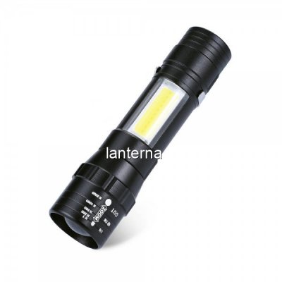 Mini Lanterna LED 1W+1W COB LED cu Zoom si Clips Prindere pe Baterii
