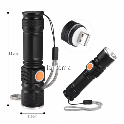 Mini Lanterna LED 3W Compacta, Zoom si Incarcare Directa USB BL515T6