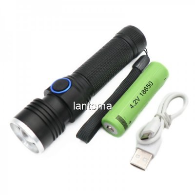 Mini Lanterna Metalica LED 3W cu Zoom 2800WT6 S18 Incarcare USB