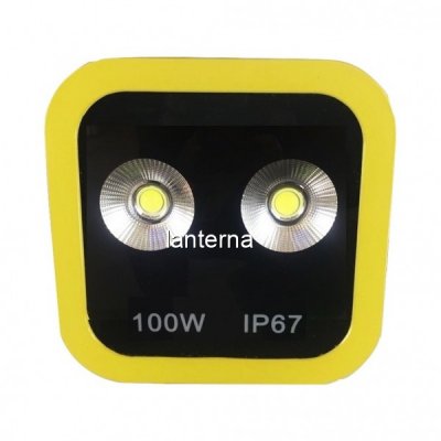 Proiector LED 100W Alb Rece 220V 2x50W Rama Galbena