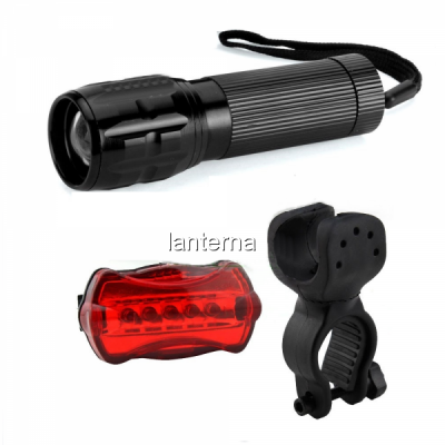 Set Lanterna LED 1W cu Zoom si Semnalizare Bicicleta Bailong