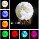 Moon Lamp 3D 15cm Lampa Luna LED Multicolor Stand Lemn USB