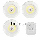 Set 3 Lampi COB LED 3W pe Baterii, cu Telecomanda