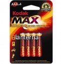 Set 4 Baterii Alcaline Kodak MAX, tip AAA / LR03